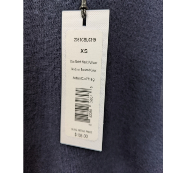 Michael Stars Kim Notch Navy Blue Long Sleeve Top - Picture 5 of 6